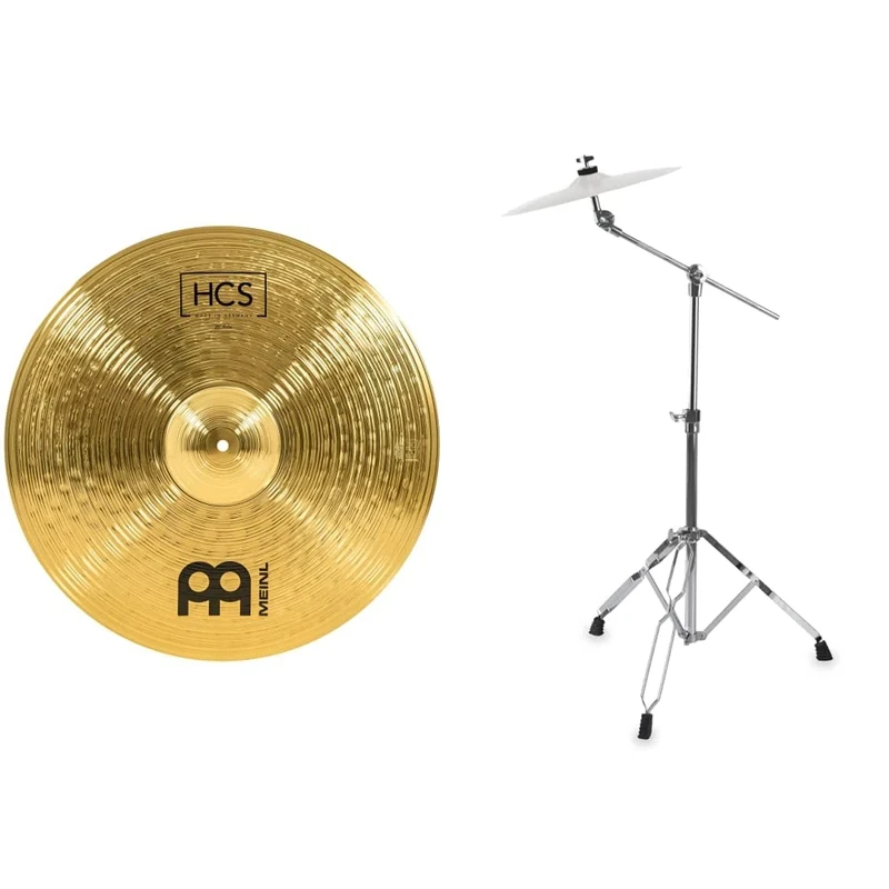 Meinl Cymbals HCS Ride Cymbal 20 inch (Video) for Drum Set (50,80cm) Traditional Finish Brass, Made in Germany (HCS20R) & XDrum Cymbal Stand Semi with Boom (Boom Cymbal stand)