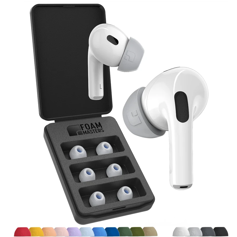 Foam Masters Memory Foam Ear Tips for AirPods Pro 1st & 2nd Gen | 3 Pairs | New Version 4.0 - Black Magic | Comfortable | Secure | Better Noise Cancellation | Replacement Buds (Medium, Gray)
