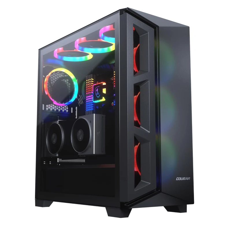 Cougar DarkBlader X5 RGB Distinctive RGB Mid-Tower Case with Superior Airflow, 3x ARGB VK120 fans and a crystal clear tempered glass left panel CGR-5UM3TB-X5-RGB