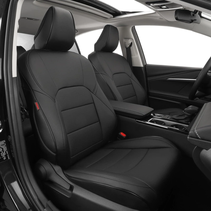 EKR Custom Fit Carmy Car Seat Covers for Select Toyota Camry L LE XLE 2012 2013 2014 2015 2016 2017 (Not for Hybrid) - Full Set,Leather (Black)