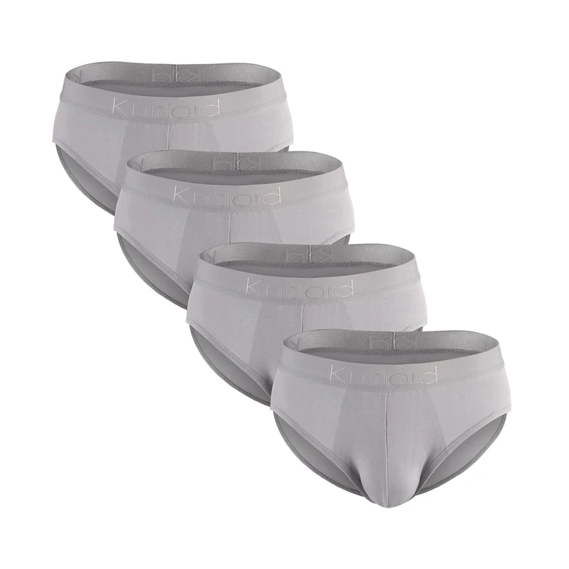 KNITLORD Men's Briefs Slips Underwear Bamboo Pants Tag-Free Breathable Classic Underwear Pants 4 Pack (2XL)