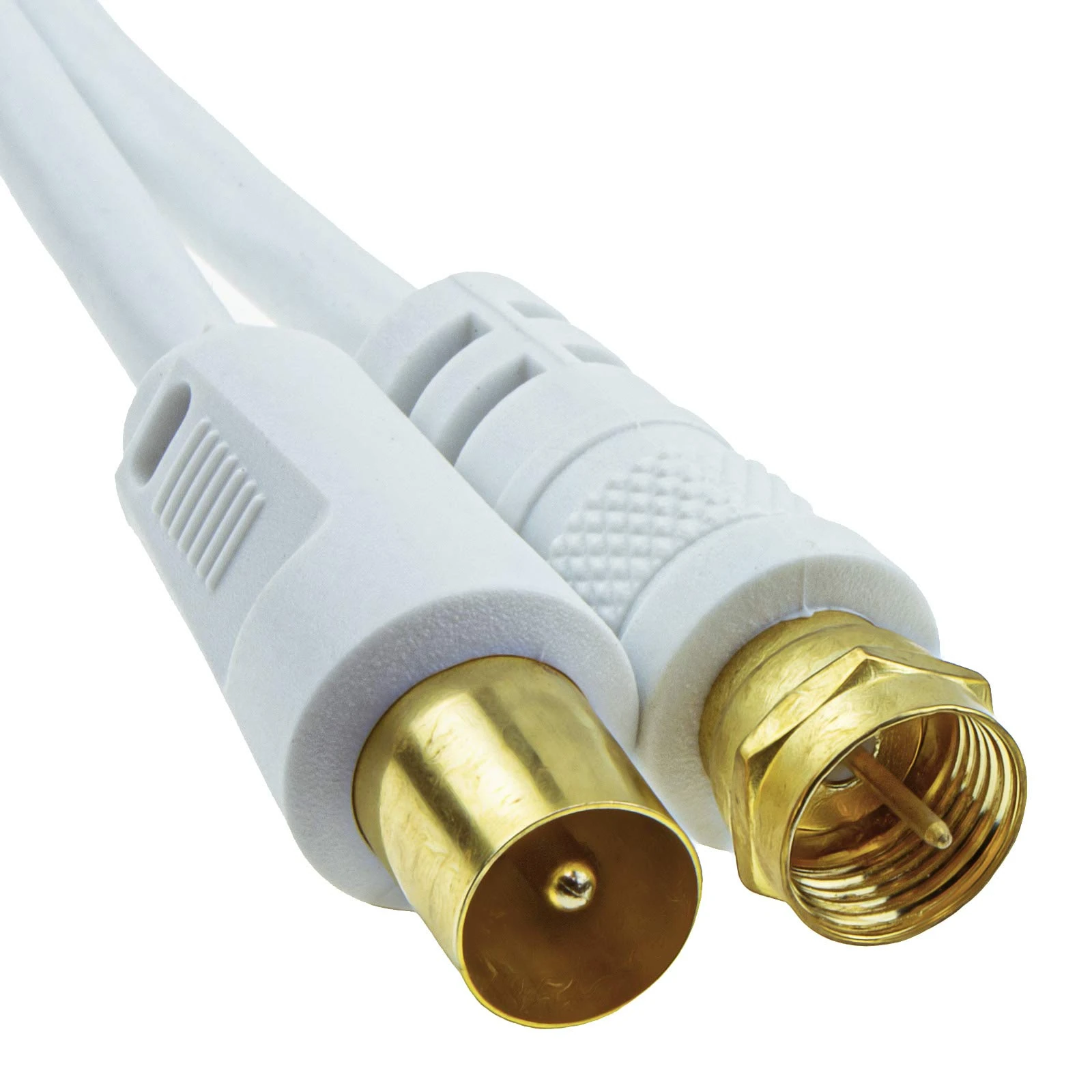 kenable Coaxial F Type Connector Male to RF TV Aerial Male Plug Cable White 1m Gold [1 metres]
