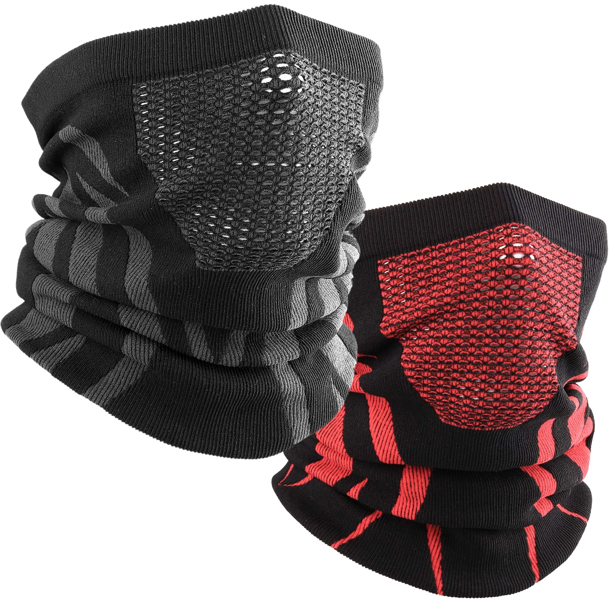 WTACTFUL Winter Neck Gaiter Neck Warmer Half Face Ski Mask Cover Shield for Cold Weather Windproof Tube Bandana Balaclava for Running Skiing Hunting Snowboarding Cycling Motorcycle Riding Black + Red
