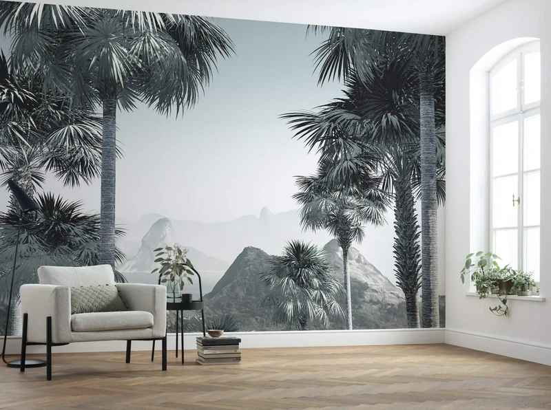 Komar Guanabara Non-Woven Photo Wall Mural for Living Room, Bedroom, Palm Trees, Landscape, Size: 400 x 280 cm (W x H), 8 Panels, Width 50 cm