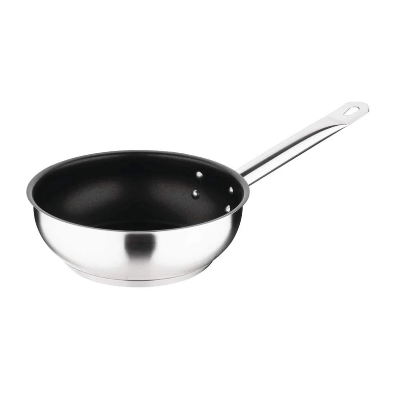Vogue Non-stick Sauté Frying Pan 20 cm, Stainless Steel, Teflon Platinum Plus Deep Frying Pan, Size: 200(Ø) mm, Induction Compatible, Dishwasher Safe, FC098