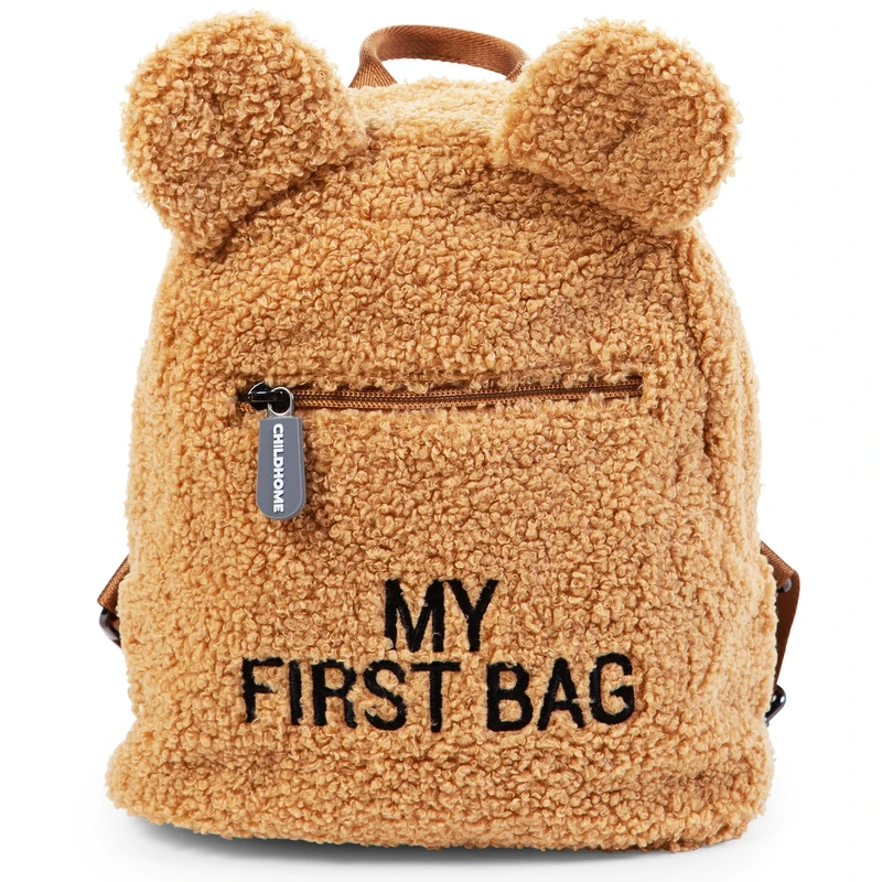 Childhome, Baby Backpack, School, Kindergarten, Nursery, Two Compartments, Lunchbag/Bottle Capacity, Removable Safety Buckle, Waterproof, My First Bag, teddy beige