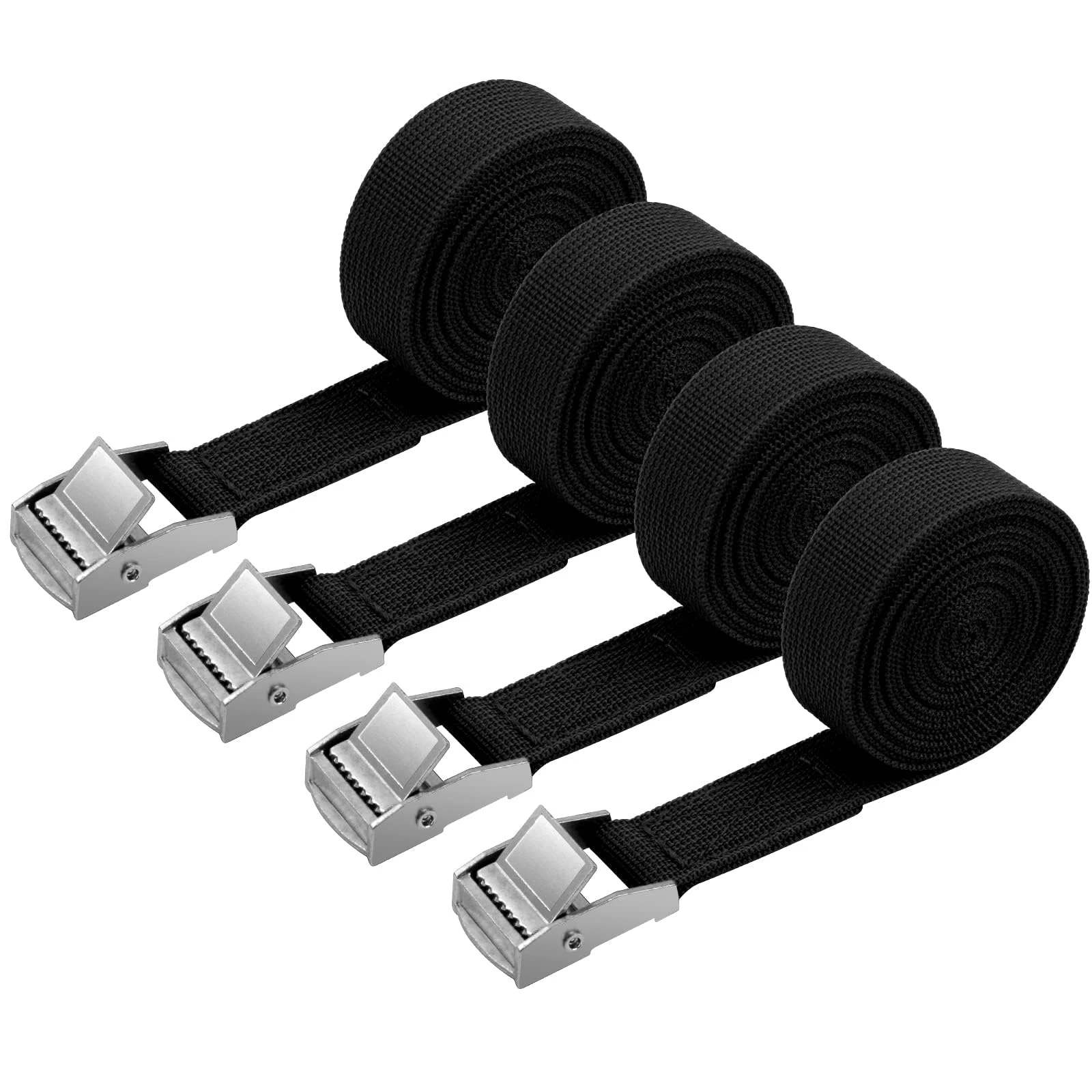 URAQT Tie Down Straps, 4 Pack Heavy Duty Tensioning Belts, 2M Adjustable Cargo Straps Ratchet Straps for Motorcycle, Cargo, Trucks, Trailer, Luggage, 250kg Loading Capacity, Quick Release (Black)