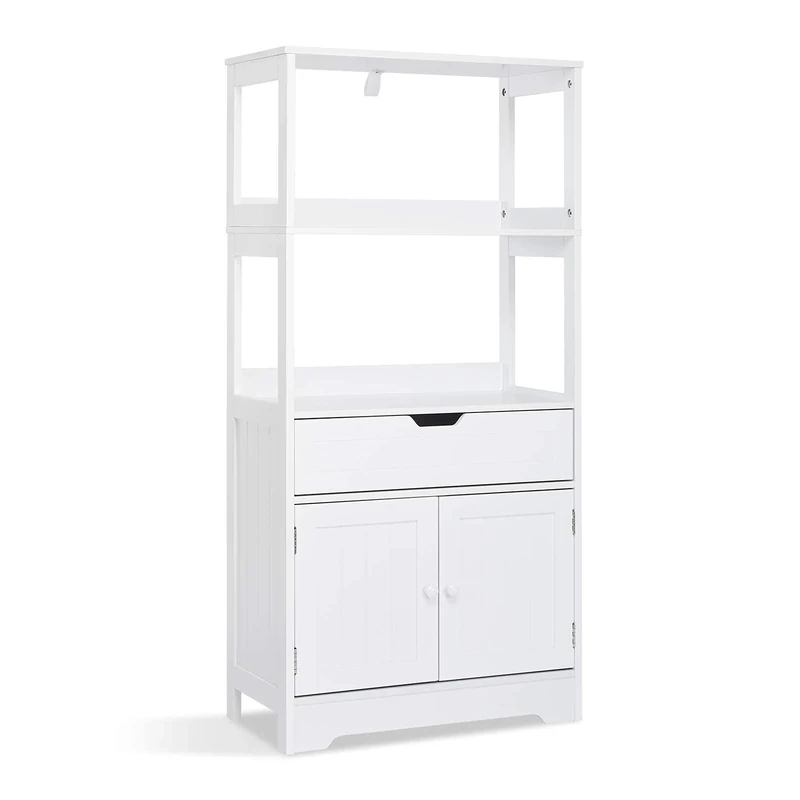 Mondeer Bathroom Storage Cabinet with Shelf Drawer Doors for Bathroom Kitchen Living Room 60 x 30 x 121cm (L x B x H), White