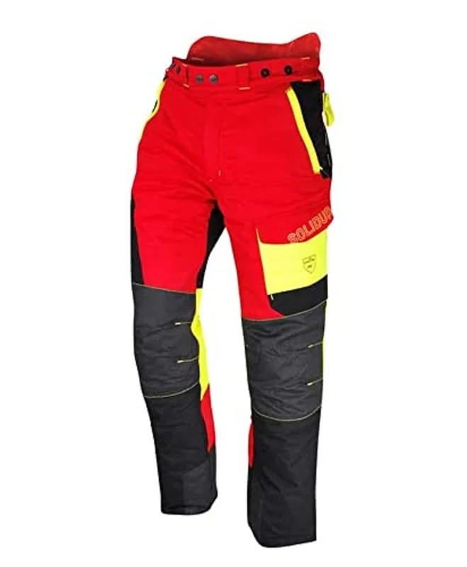 Solidur COPA3ARE - Comfy Type A Class 3 Chainsaw Trousers - Exceptional Comfort and Protection - Safe and Functional Design - Size 4XL - Red