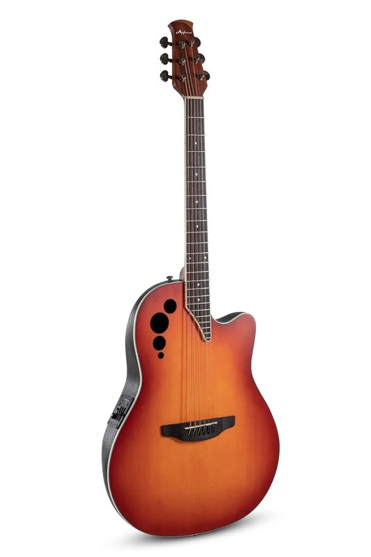 Applause Electro-Acoustic Guitar Elite AE48 Super Shallow Cutaway - Roundback Lyrachord Body Super Shallow - AP3TP Preamp - Spruce Top - Honeyburst Satin - AE48-1I