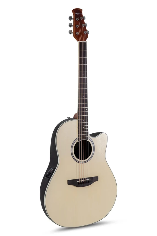 Applause Electro-Acoustic Guitar Traditional AB24 Mid Cutaway - Roundback Lyrachord Body Mid-Depth - AP3TP Preamp - Spruce Top - Natural Satin - AB24-4S