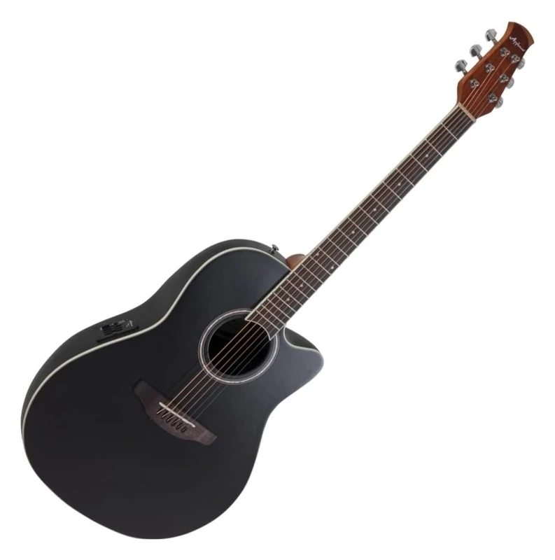 Applause Electro-Acoustic Guitar Traditional AB24 Mid Cutaway - Roundback Lyrachord Body Mid-Depth - AP3TP Preamp - Spruce Top - Black Satin - AB24-5S