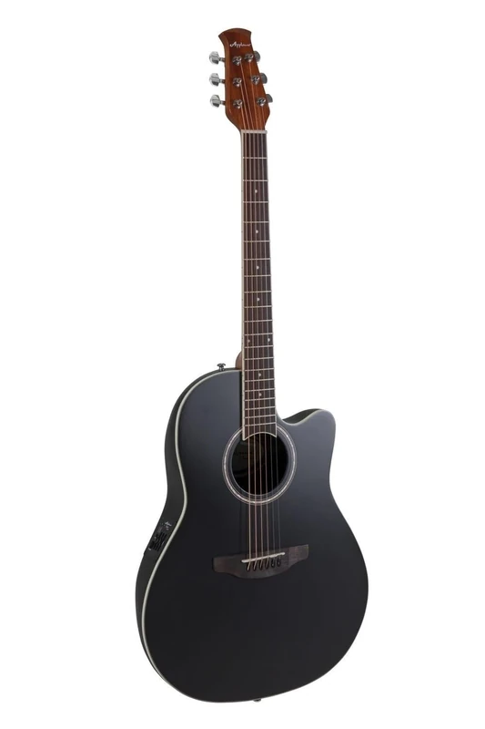 Applause Electro-Acoustic Guitar Traditional AB28 Super Shallow Cutaway - Roundback Lyrachord Body Super Shallow - AP3TP Preamp - Spruce Top - Black Satin - AB28-5S