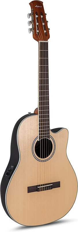 Applause Classic Nylon Electro-Acoustic Concert Guitar - Traditional AB24C Mid Cutaway Nylon - Roundback Lyrachord Body mid-depth - AP3TP Preamp - Spruce Top - Natural Satin - AB24CS-4S