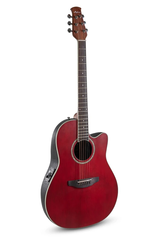 Applause Electro-Acoustic Guitar Traditional AB24 Mid Cutaway - Roundback Lyrachord Body Mid-Depth - AP3TP Preamp - Spruce Top - Ruby Red Satin - AB24-2S