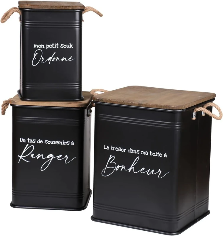 Urban living LOFT & METAL METAL BOX X3 S:28X28X41CM M:34X34X47CM L:41X41X51CM