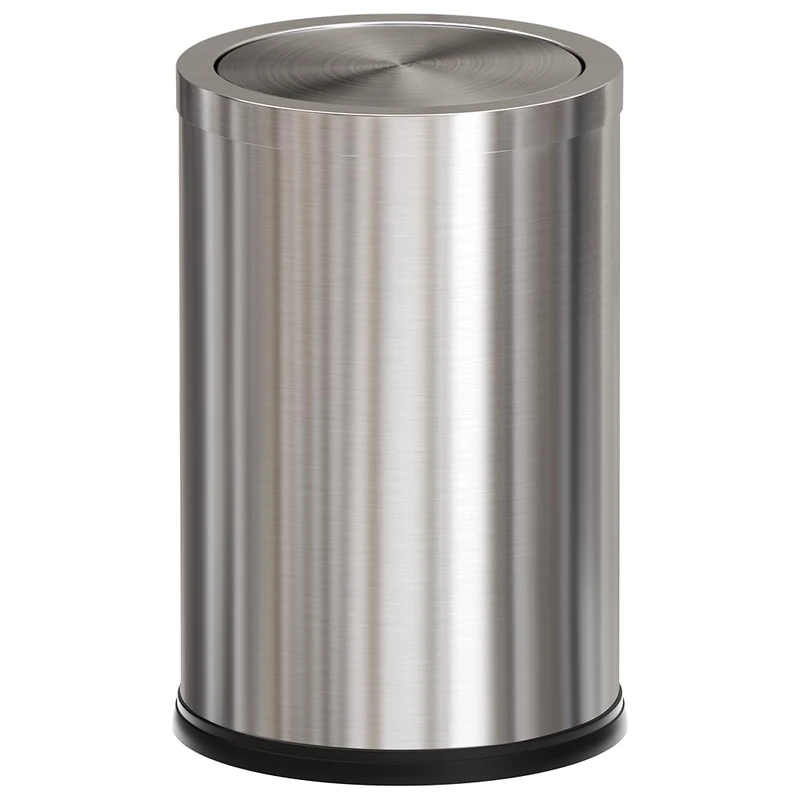 LEASYLIFE Stainless Steel Garbage Can with Lid,Small Bathroom Trash Can with Flipping Lid for Bathroom,Hotel,Office,LaundryPerfect Christmas Gift(Sliver)