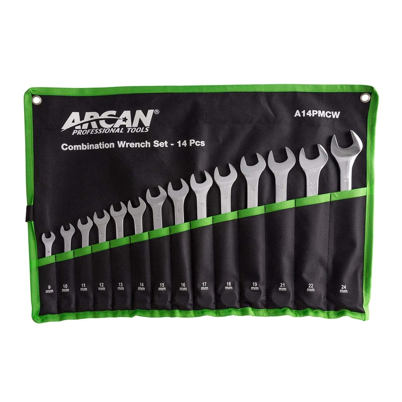 Arcan A14PMCW Metric Combination Wrench Set, 14-Piece
