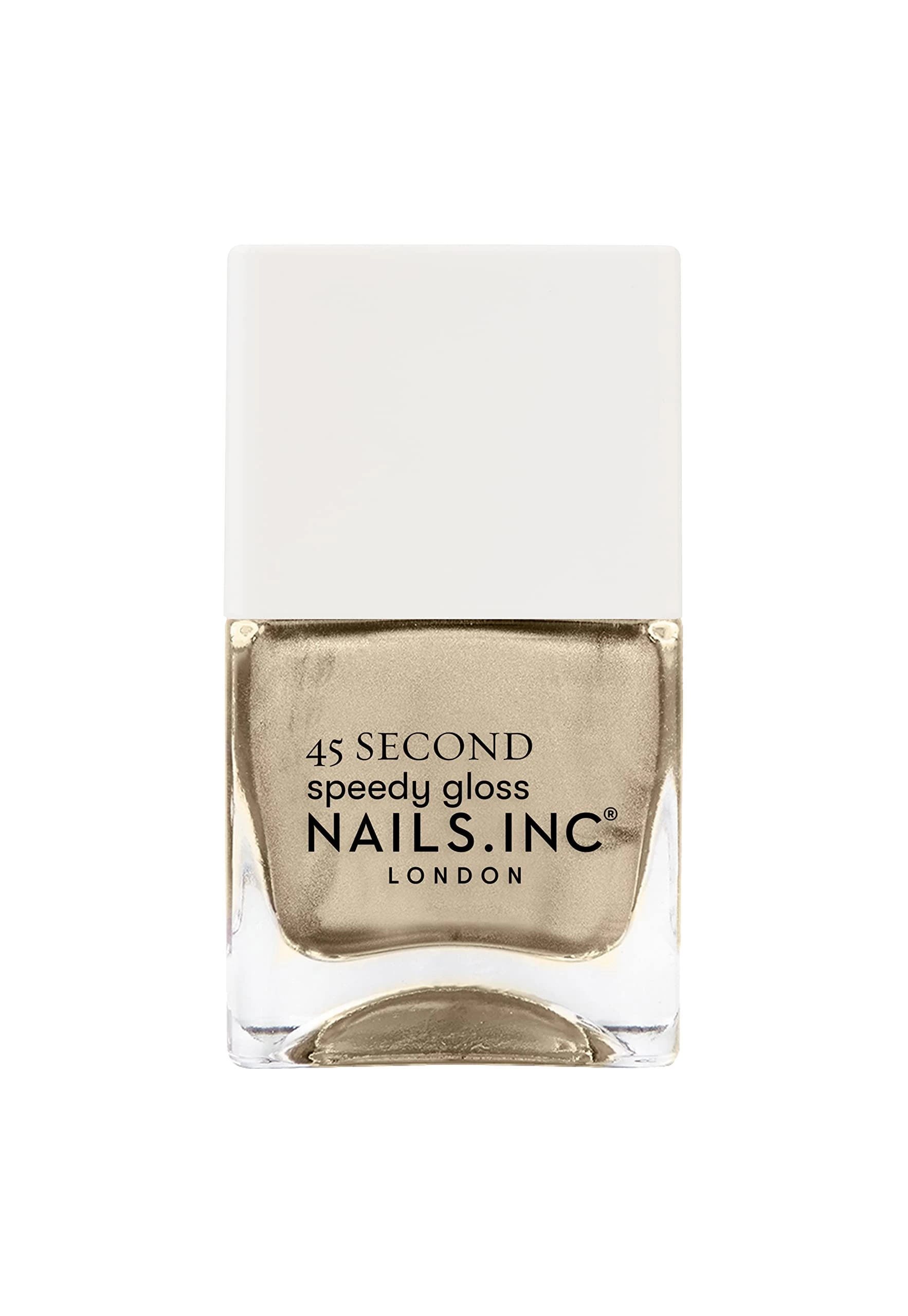 Nails.INC 45 Second Speedy Gloss Call Me In Covent Garden 14ml, Mushroom Grey Foil Nail Polish