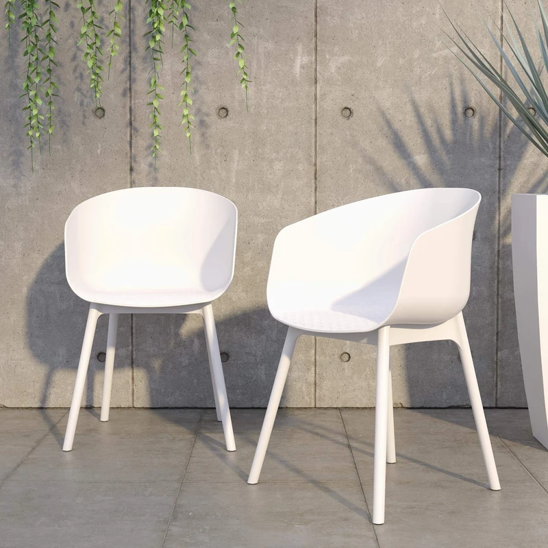 Novogratz York XL Dining Chairs, Indoor/Outdoor, White, Pack of 2 - Image 1