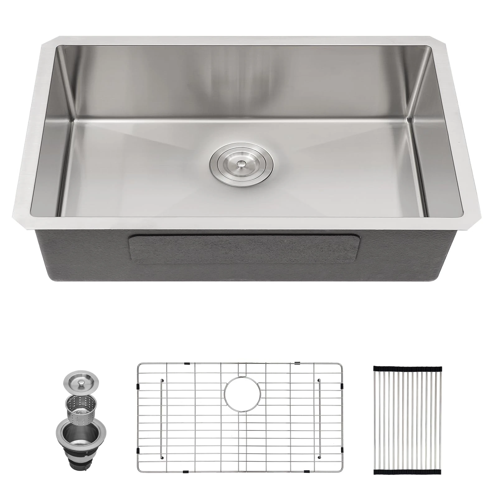 Couoko 33 Inch Undermount Kitchen Sink 16 Gauge Stainless Steel Single Bowl Rectangular Handmade Sinks Large Deep Under Counter Basin, 33"x19"x9"