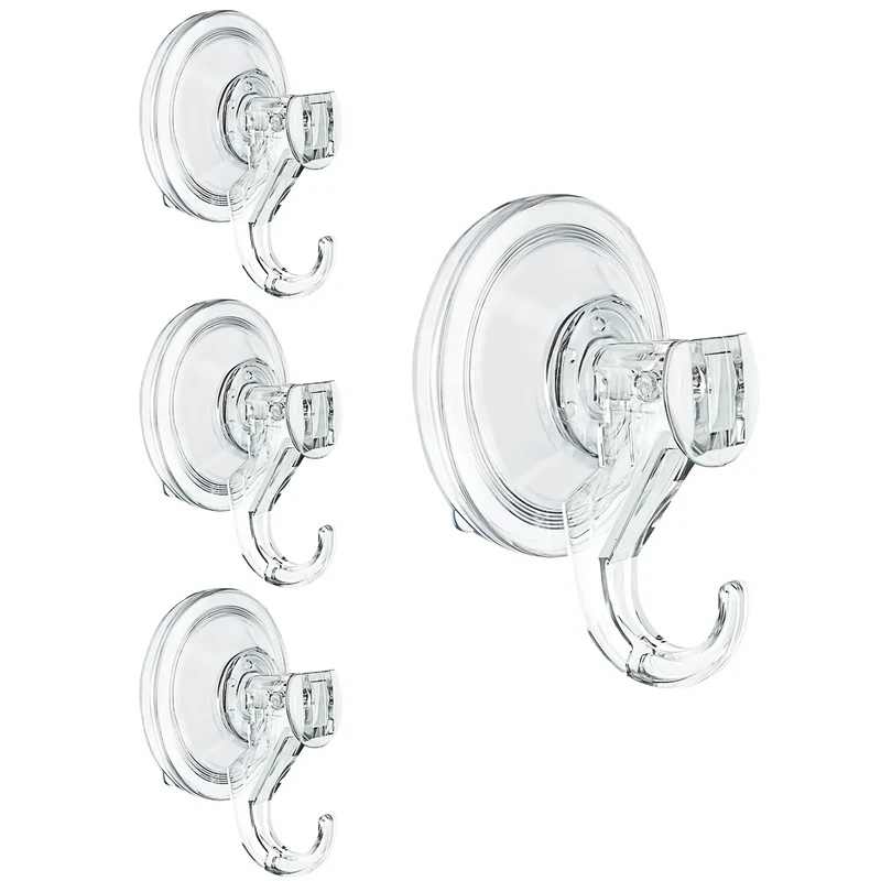WOVTE Suction Hooks, 4 Packs Powerful Push and Lock Vacuum Multi-Purpose Suction Hanger Heavy Duty Max Holding 3KG for Bathroom,Kitchen Hanging Suction
