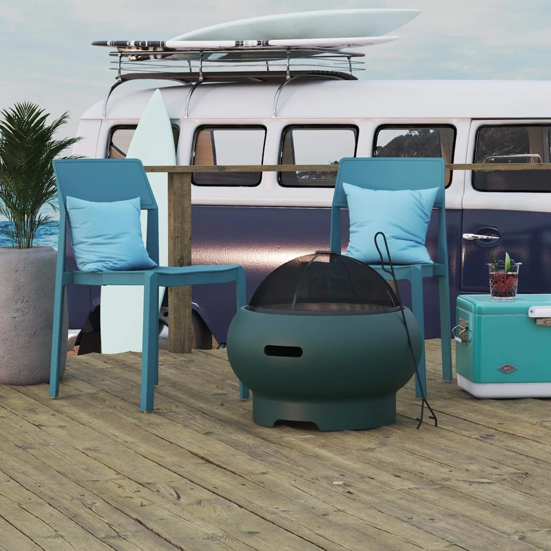 Novogratz Asher 22 Inch Fire Pit Dark Green