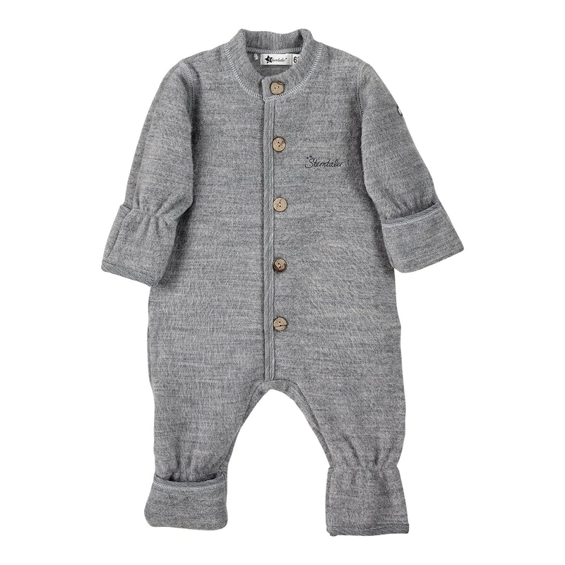 Sterntaler Unisex_Baby Overall Pur Wolle Jumpsuit, Silver Melange, 80 - Image 1