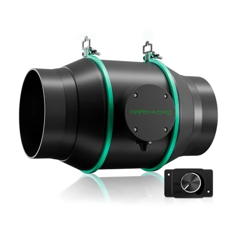 MARS HYDRO 6 Inch Inline Fan with Variable Speed Controller, Adjustable Inline Duct Fan 402 CFM Quiet & Efficient, Ventilation Exhaust Fan for Grow Tents, Hydroponics, Cooling Booster