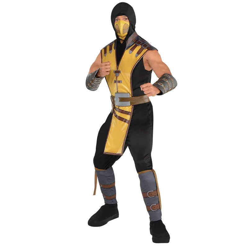 amscan 9909038 - Men's Official Mortal Kombat Scorpion Adults Fancy Dress Costume Size: X-Large