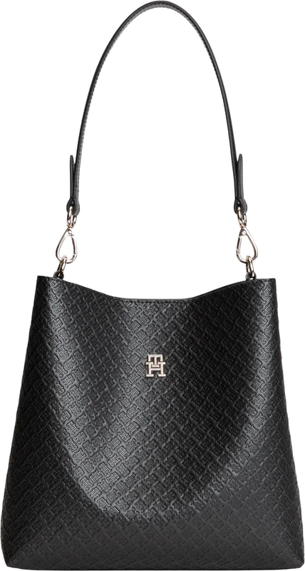 Tommy Hilfiger Women Th Icon Shoulder Bag Mono AW0AW19000 Shoulder Bag, BLACK (Black), One Size