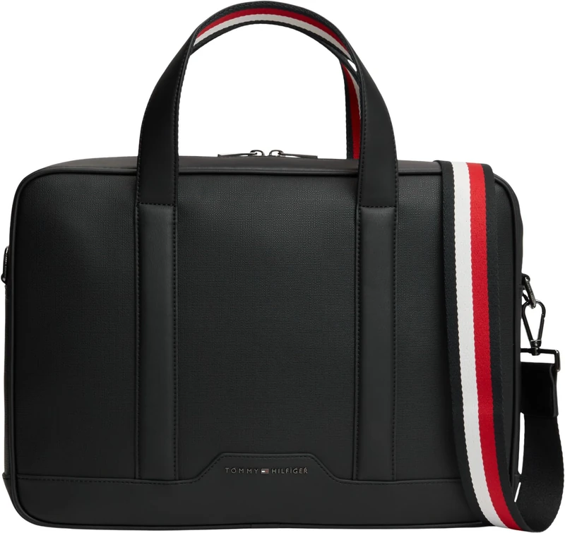 Tommy Hilfiger Men Th Textured Computer Bag AM0AM14726 Computer Bag, BLACK (Black), One Size - Image 1