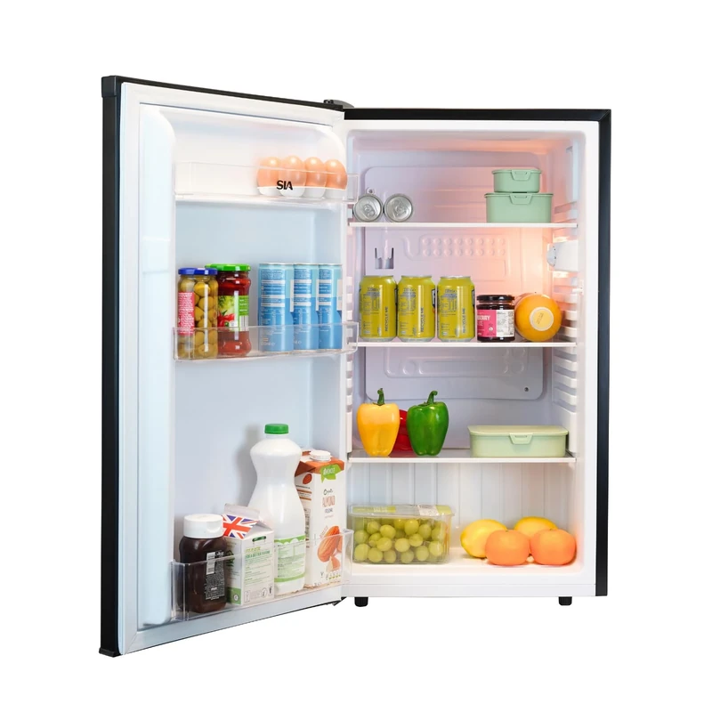 SIA LFS01BL-AMZ1 Black Under Counter Fridge, 91L Capacity, 48cm Wide, Freestanding Larder, E Rated, 2 Years Parts and Labour Guarantee