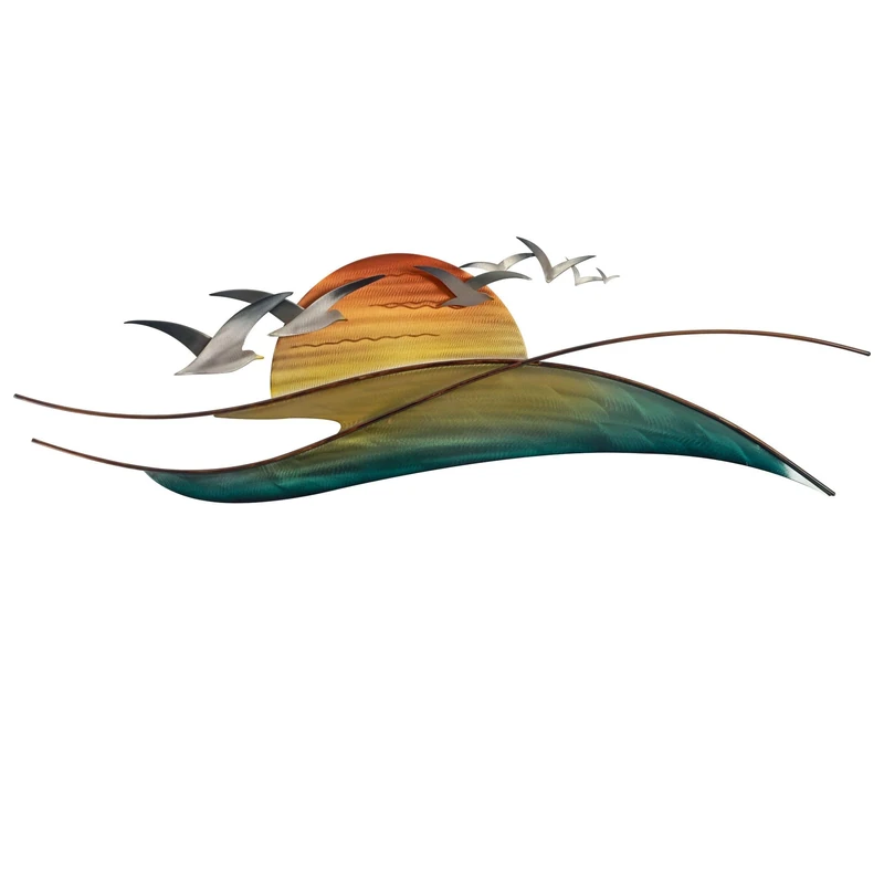 T.I. Design Peaceful Sunrise Contemporary Coastal Beach Metal Wall Decor