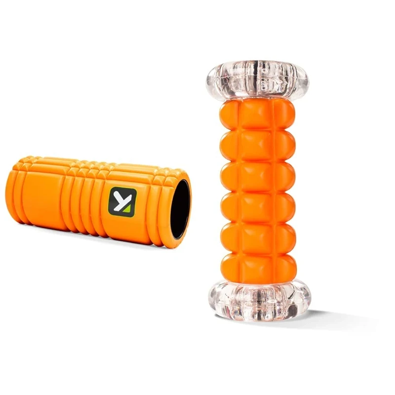 Trigger Point Grid Foam Roller - Orange, one size 14cm x 33cm & Unisex Nano Massage Foot Roller Orange, Orange, One Size UK