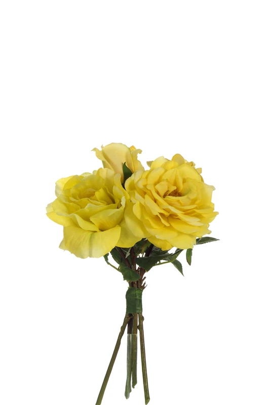 Express Flor 1 Bouquets of 5 Mini Yellow Silk Artificial Roses - Image 1
