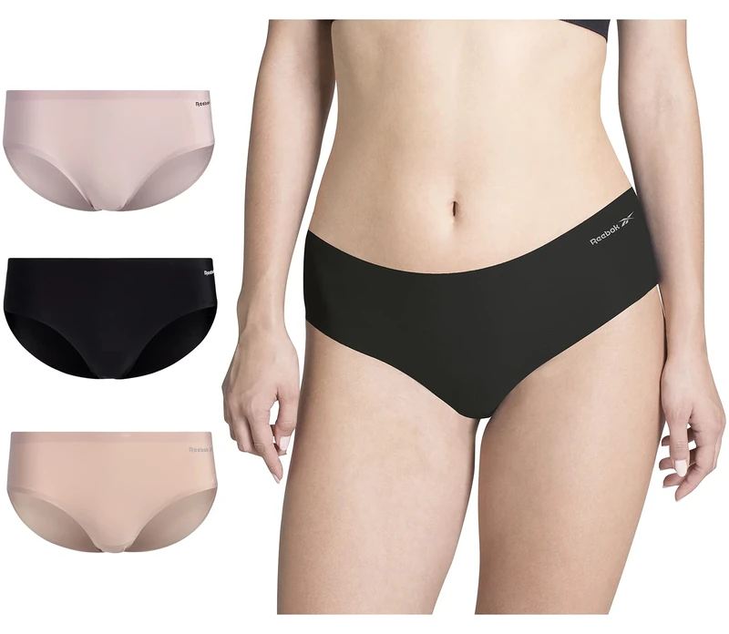 Reebok Women's Underwear - No-Show Hipster Panties (3 Pack), Size X-Large, Black/Pink/Rose Dust