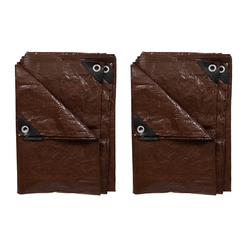 Stansport Light-Duty Rip-Stop Tarp 16' x 20' -Brown-2 Pack, Polyethylene, Black, 192" L x 240" W x 16" H - Image 1