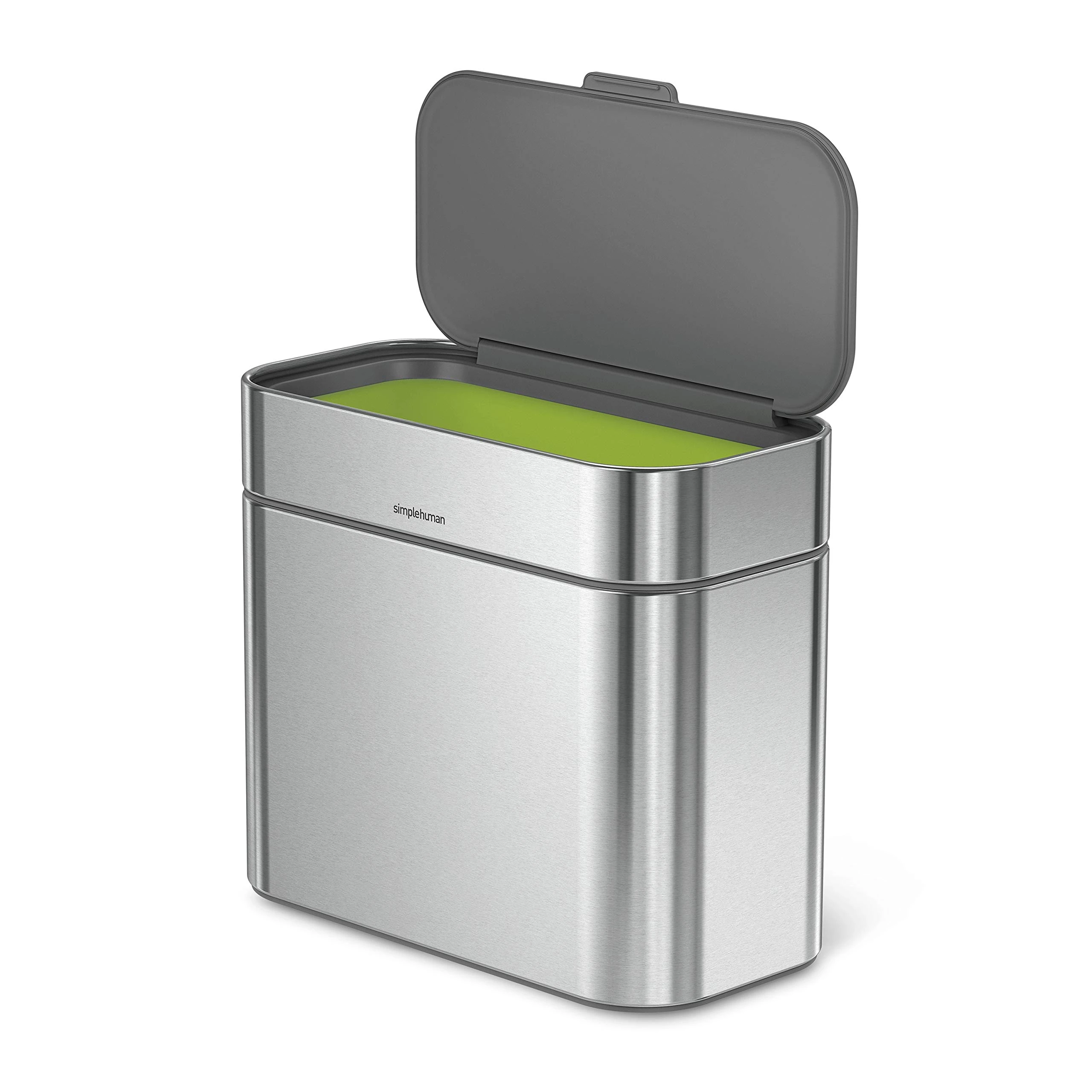 simplehuman CW1645 4L Compost Caddy, Indoor Kitchen Countertop Bin for Food Waste, Removable Inner Bucket, Soft-Seal Lid, Fingerprint-Proof Coating, Brushed Stainless Steel