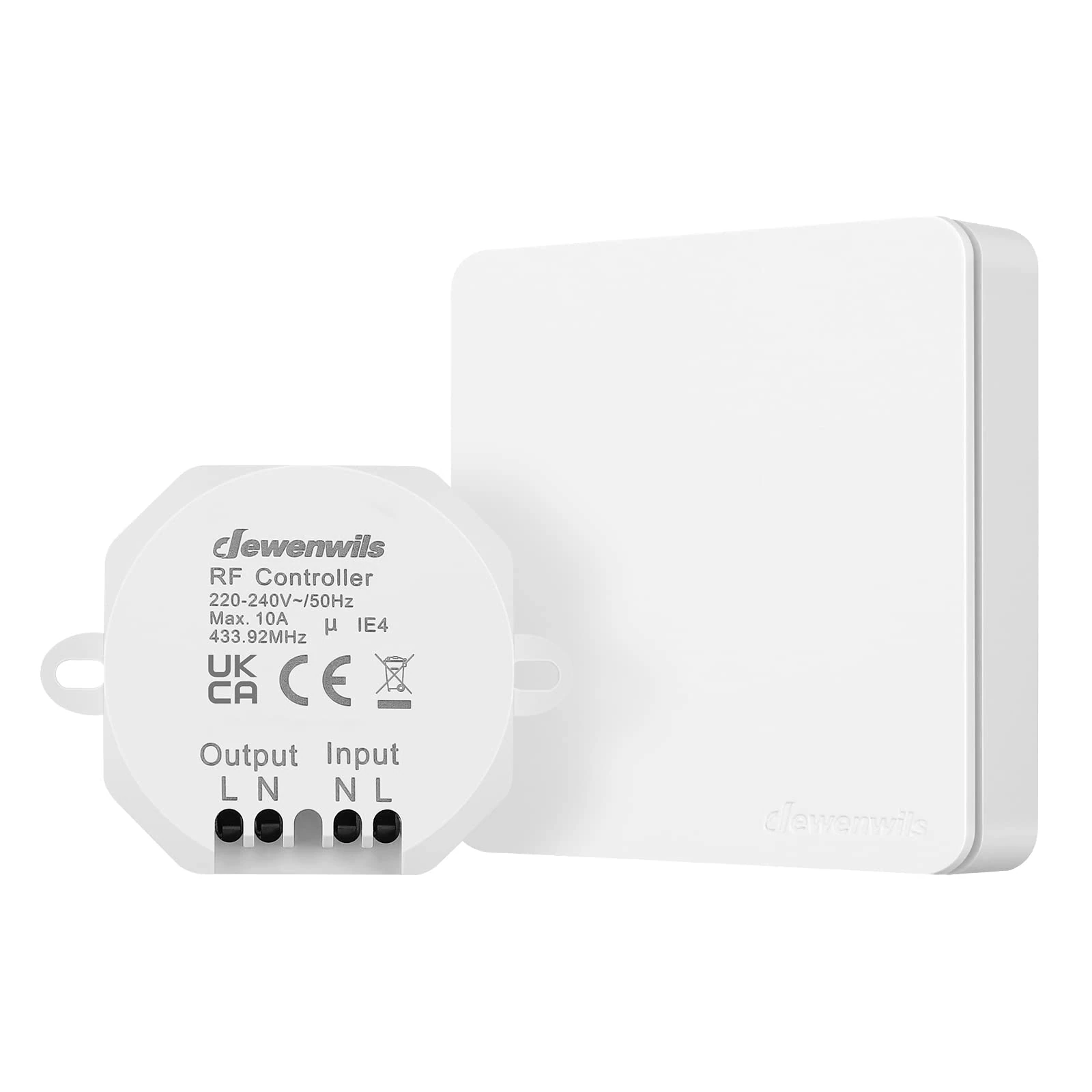 DEWENWILS Remote Control Light Switch 240V, Kinetic Switch with 30M Range,No Wiring Required, Easy-Installing Portable Programmable, UKCA Certified, White