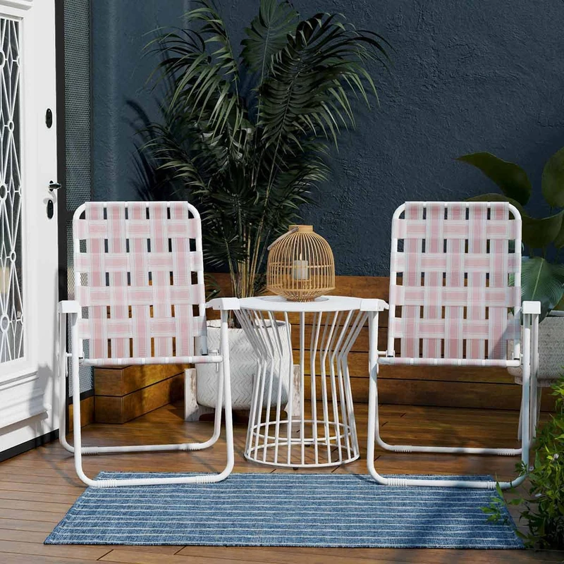 Novogratz Priscilla Folding Garden Patio Dining Chairs 4 Pack Rosewater Pink