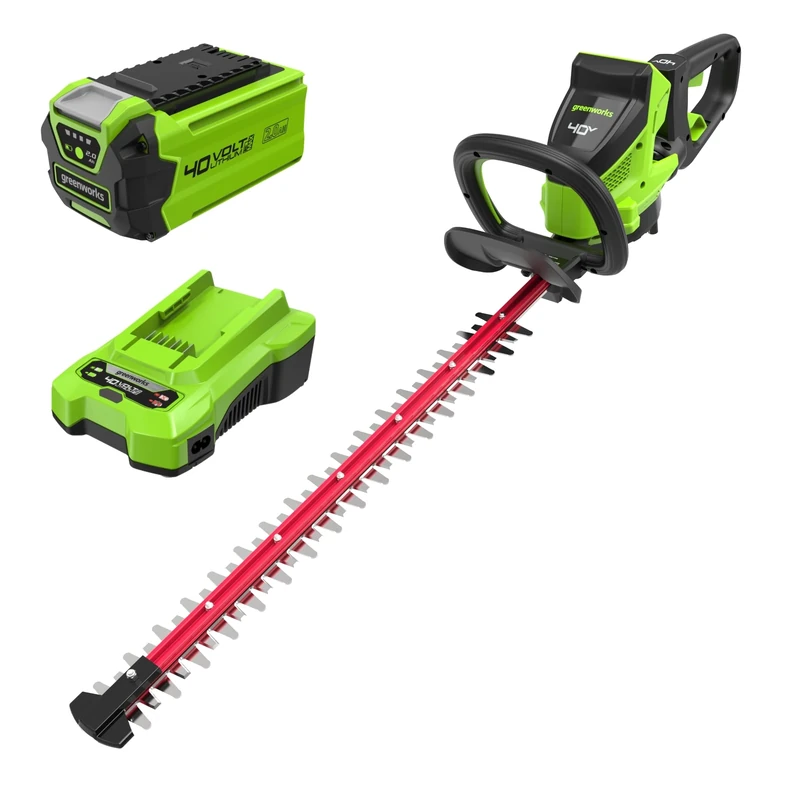 Greenworks 26" Battery Hedge Trimmer with Dual Action Blade, Brushless Motor Cuts up to 28mm Thickness, 3400 SPM,40V Battery and Charger GD40HT66