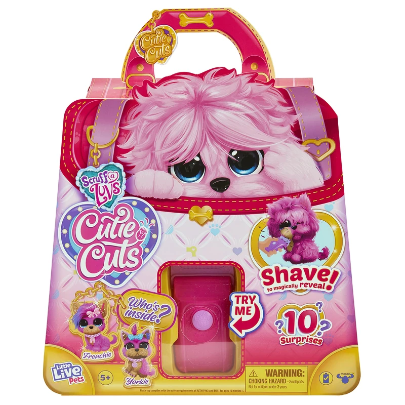 Little Live Pets Scruff-a-Luvs Cutie Cuts Shave, Reveal And Style, Plush Rescue Pet, Pink