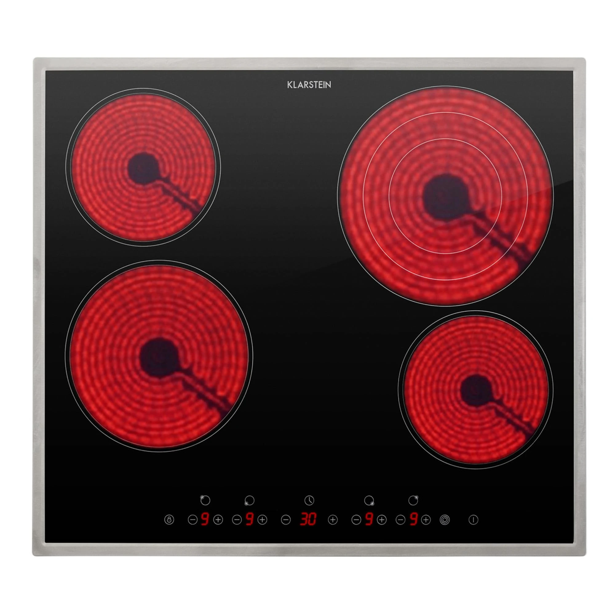Klarstein Ceramic Hob, 6500W Electric Hob Ceramic Cooker, 4 Ring Electric Pan Hob, Built in Table Top Cookers w/ 4 Hobs, Modern Ceramic Heater Cooktops, Electric Hot Plates for Cooking