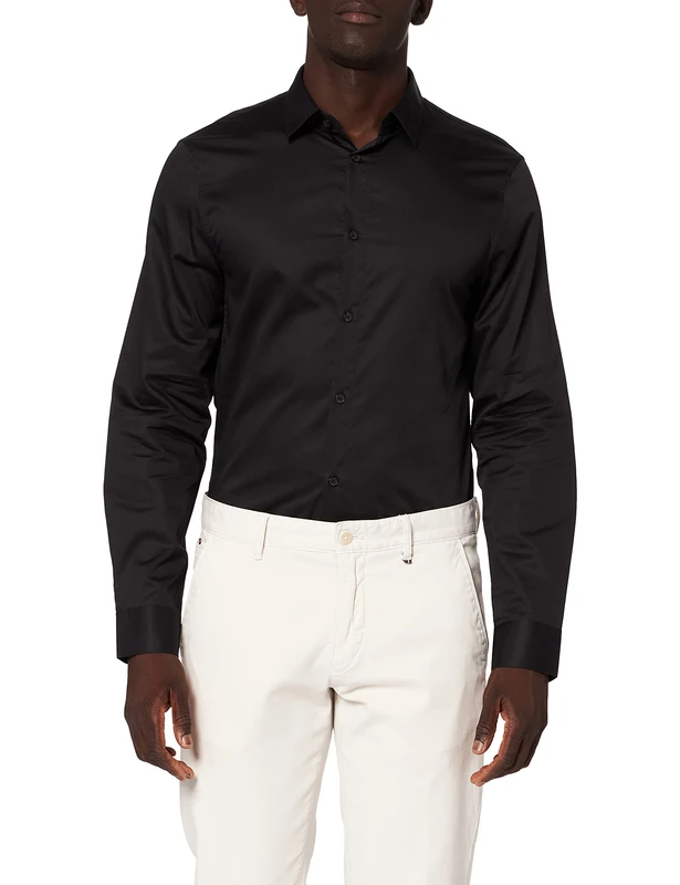 Armani Exchange Satin Shirt, BLACK, XS