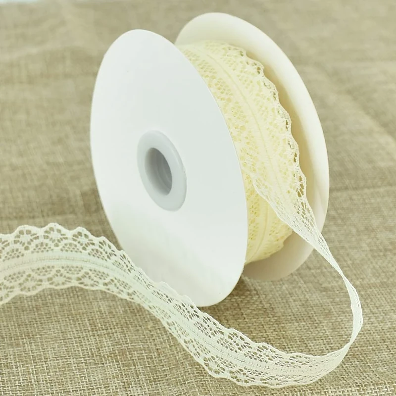 TONIFUL 1.2 Inch x 25 Yards Lace Trim Ribbon Roll Cream Ivory White Vintage Lace for Valentine's Day Wedding Flower Sewing Floral Floral Party Decorations Gift Wrapping