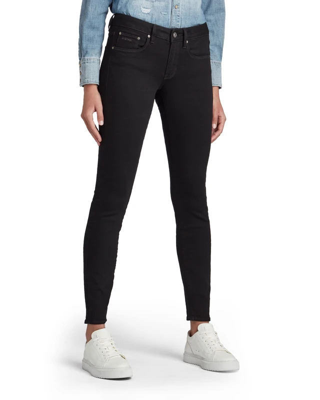 G-Star Women's 3301 Mid Skinny Jeans, Black (pitch black D05889-B964-A810), 25W / 30L