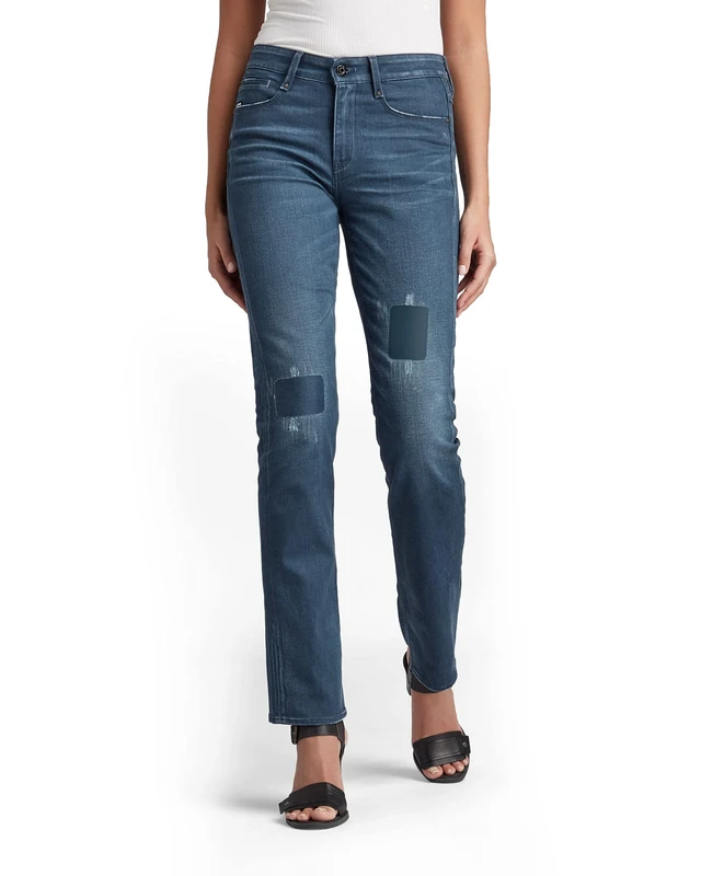 G-Star Women's Noxer Straight Jeans, Blue (worn in rivulet patch restored D17192-C048-C601), 28W / 32L