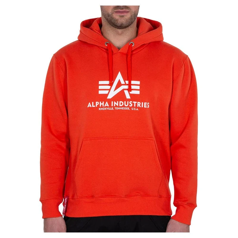 Alpha Industries Men's Basic Hoody, Atomic Red, 4XL
