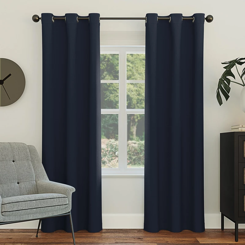 Sun Zero Easton Energy Saving Blackout Grommet Curtain Panel, 40" x 54", Navy Blue